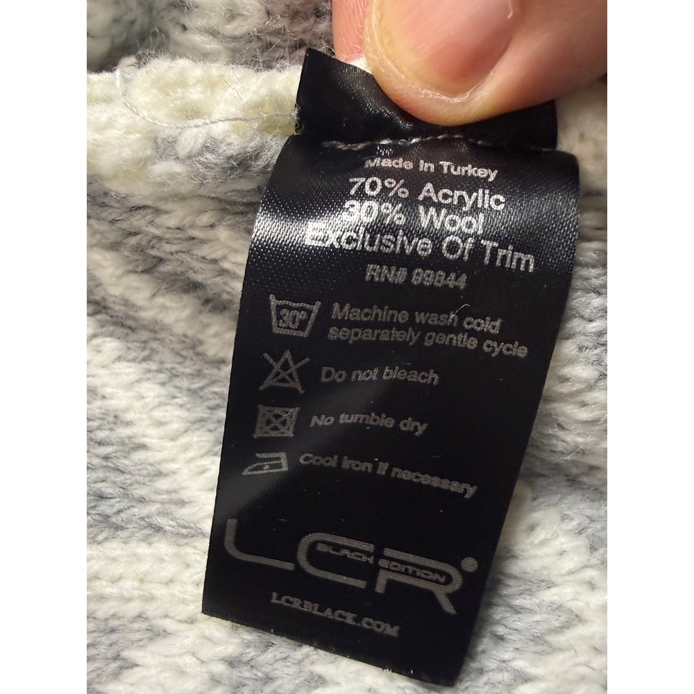 LCR Black Edition Mens 3XL Ecru Grey Chevron Knit Double Breasted Cardigan Coat - Picture 6 of 8